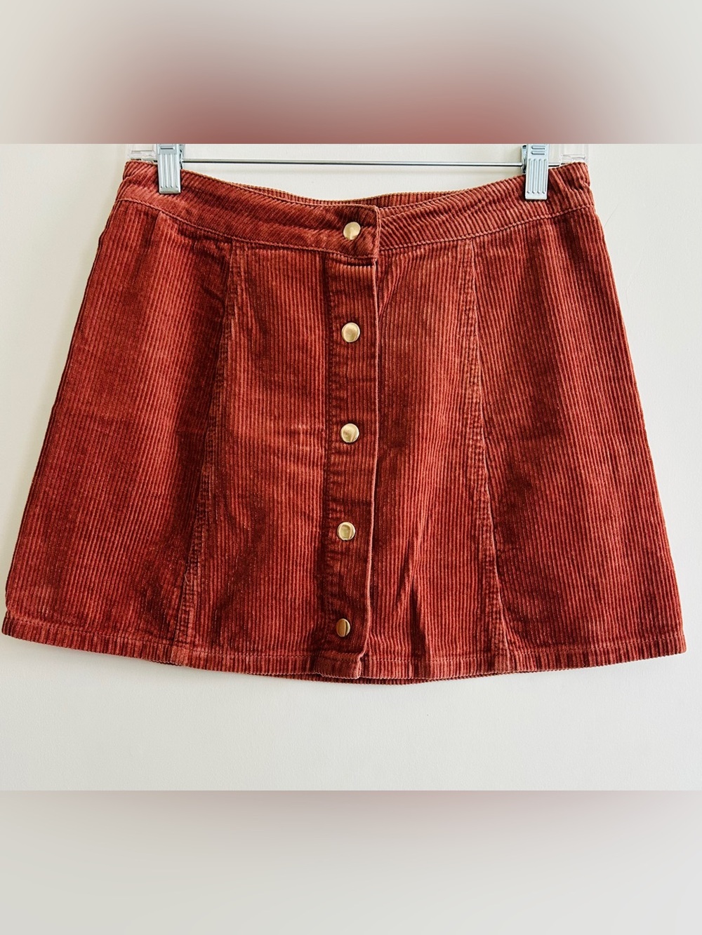 Forever 21 Rust Corduroy Button-Front Mini Skirt